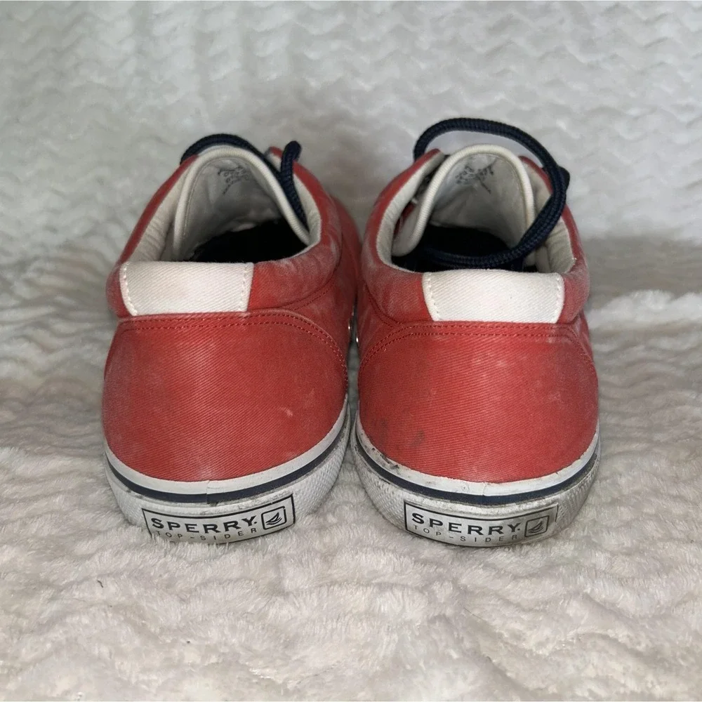 Sperry Top-Sider Shoes Mens Size 11.5 Red Canvas Low Top Casual Boat Sneakers